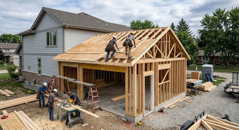 Two Story Garage Construction in Pearland, TX